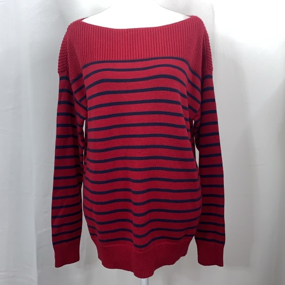 Gap Factory Red and Blue Striped Boatneck Sweater- NWT - Picture 4 of 14